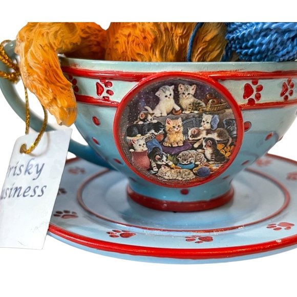 2 Jürgen Scholz Cozy Kitten Teacups Making Music & Frisky Business Cat Figurines - Picture 13 of 14